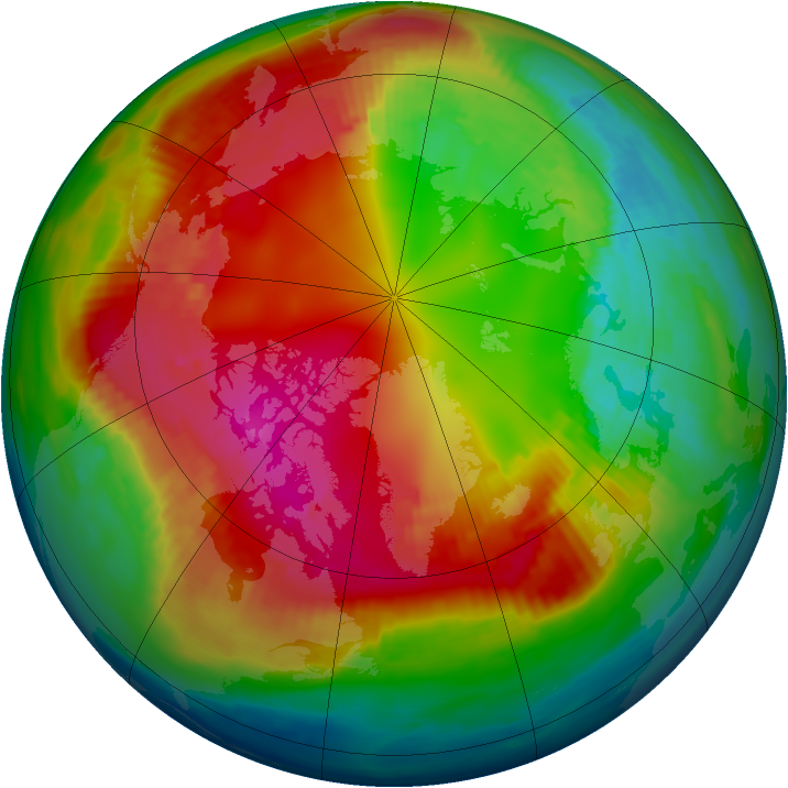 Arctic ozone map for 11 February 1990